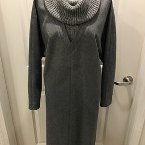 Cozy Charcoal Cowl Neck Sweater Dress